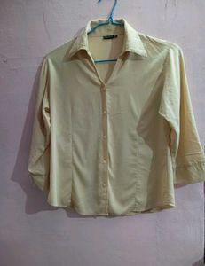 Elegant Women's Cream Collared Shirt