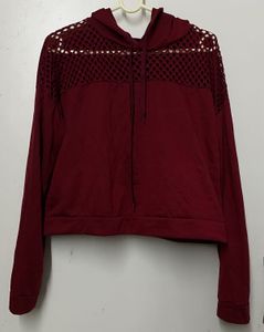 Maroon Mesh Detail Hoodie