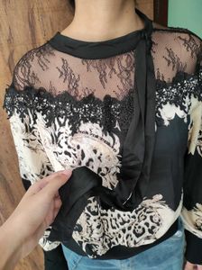 Premium Animal Print Lace Yoke Top | XXL | ₹999