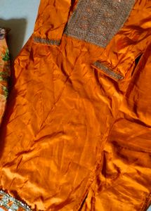 Orange Embroidered pant kurta dupatta set