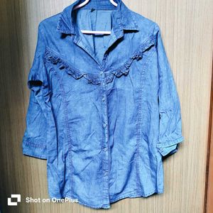 New Denim Ruffle Blouse