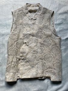 Cheongsam Sleeveless Vest with Floral Print