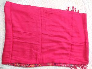 Peach Colour🍑 Embroidered Fringe Stole/Scarf 🧣