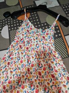 Floral Print Maxi Dress &amp; Green Shirt