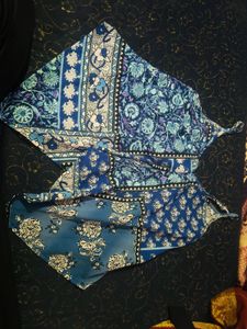 Boho Blue Floral Print Top