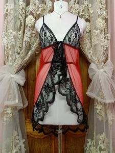 Red &amp; Black Lace Lingerie Babydoll