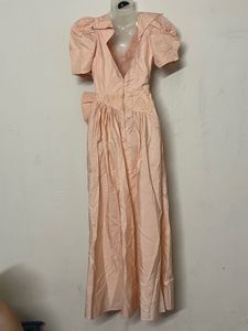 Pintresty Elegant Pink Puff Sleeve Bow Dress
