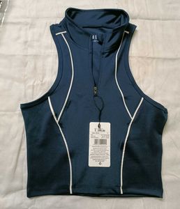 Sleeveless Sporty Blue Active Crop Top
