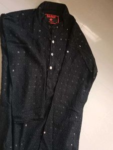 Men's Black Sequin Kurta
