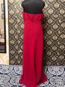 Elegant Red Spaghetti Strap Maxi Dress