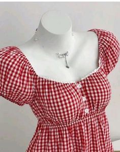 Charming Red Gingham Peplum Top