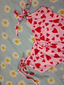 Pink Heart Print Mini Dress