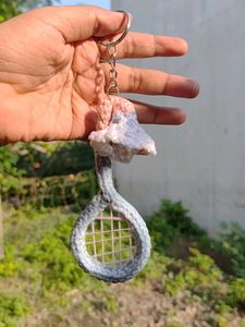 Handmade Crocheted Tennis Racket Keychain