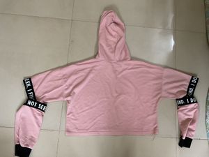 Shein Pink Cropped Hoodie with Detachable Sleeves