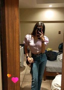 Stylish Lilac Cropped Puff Sleeve Top