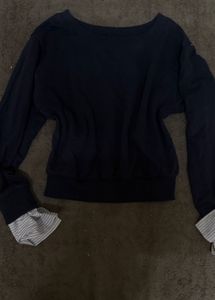 🫐🥿 sweatshirt top with shirt sleeve det
