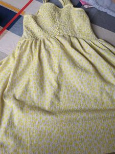 Yellow Smocked Detail Mini Dress