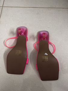 Hot Pink Square Toe Heeled Sandals