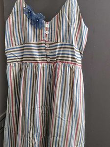 Striped Sundress with Flower Detail