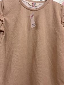 Shimmering Fabric In Gold Colour Top,Frill Sleeves