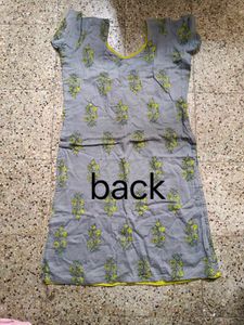 Grey Kurta with Floral Print
