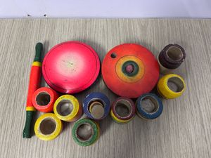 Vintage Wooden Spinning Tops Toy Set