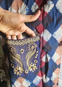 Blue Diamond Print Cold Shoulder Kurta