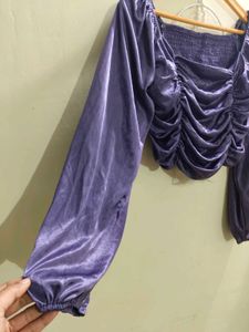 Purple Ruched Long Sleeve Top