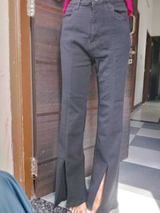 Black Split Flare Jeans