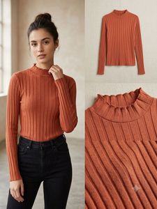 Ribbed Mock Neck Long Sleeve Top