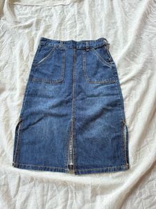 Blue Denim Midi Skirt