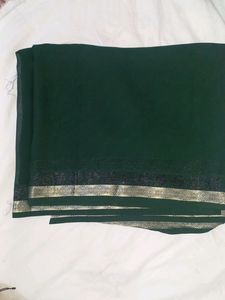 New Bottle Green Colour Plain Standard Saree