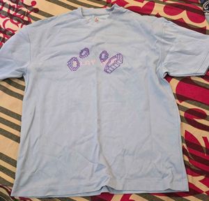 Light Blue "Game Over" Graphic oversized Tee