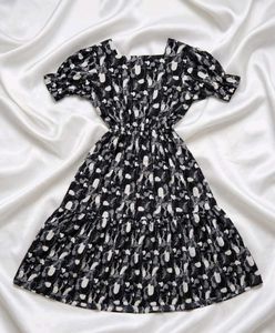 Stylish Black & White Printed Dress