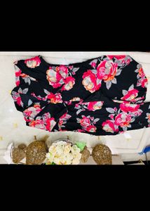 Floral Print Black Kurta cord set