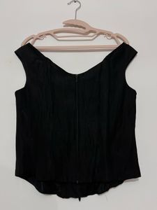 Black Lace-Up Corset Top