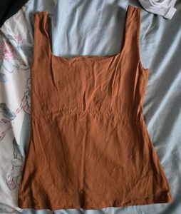 Brown Cotton Tank Top