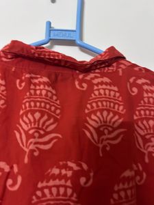 orange Printed Kurta Top