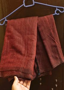 Beautiful Blue jamdani saree Maroon khadi cotton