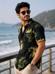 Tropical Floral Black Shirt👔