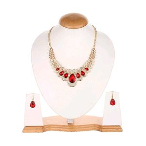 Stunning Red Stone Necklace & Earring Set