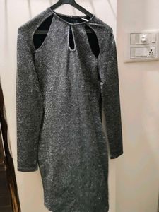 Sparkly Cut-Out Long Sleeve Dress