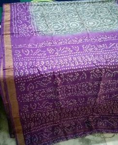 Brand New bandhani cotton silk saree set