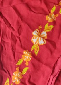 Red Scarf With Vibrant Flowers