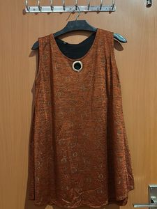 Sparkly Orange Sleeveless Top