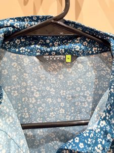 Blue Floral Print Button-Up Shirt