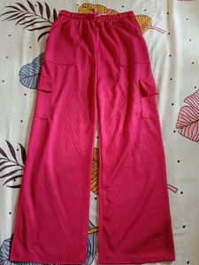 Hot Pink Wide Leg Cargo Pants