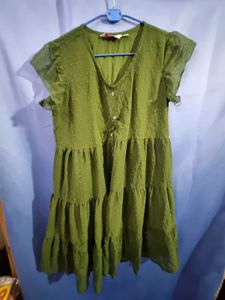 Olive Green Tiered Dress