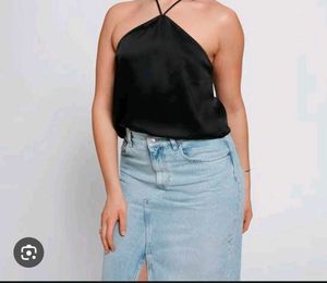 Satin Halter Neck Tank Top