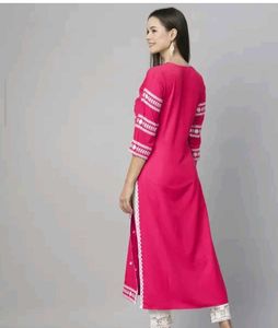 114.Vibrant Pink Embroidered Kurta